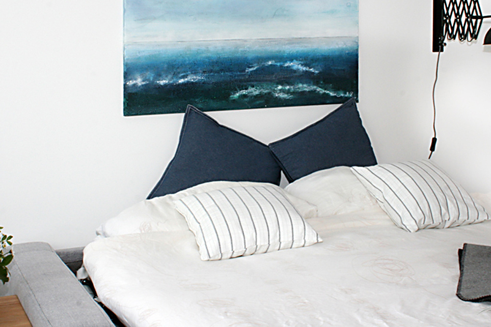 Ausgezogene Bettcouch als Doppelbett