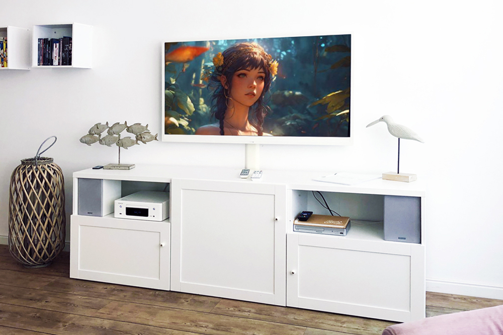 Flachbildfernseher und Stereoanlage